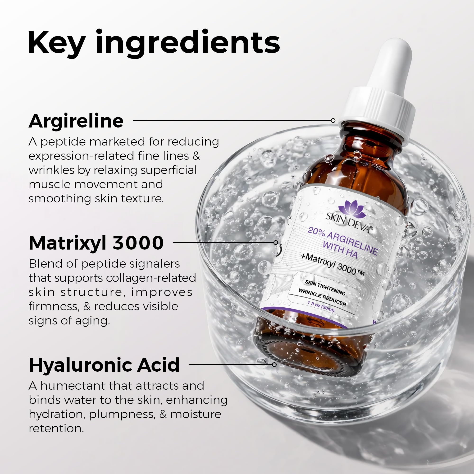 SKIN DEVA 20% Argireline Serum with Matrixyl 3000 Pure Hyaluronic Acid Serum - SKIN DEVA Official Product View 5