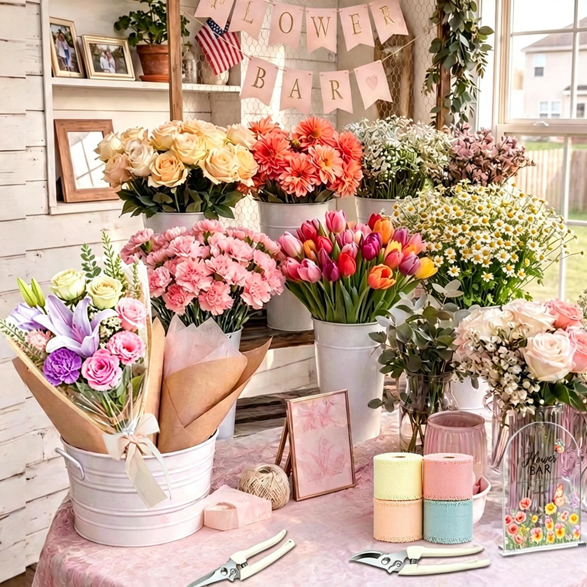 57Pcs Flower Bar Supplies Kit w Waterproof Kraft Boquet Bags - NREDXOON Official Imagery - 6