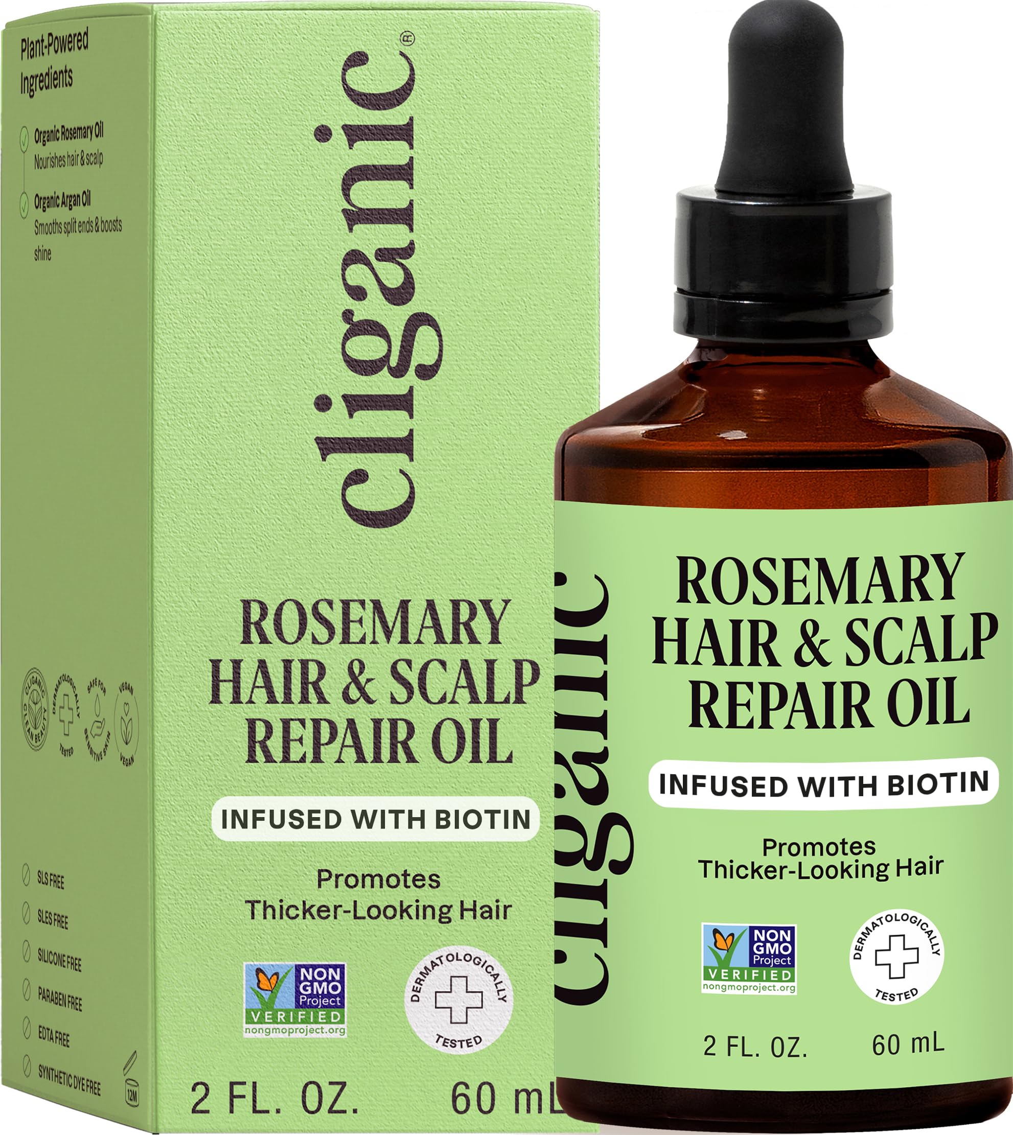Cliganic Rosemary Oil for Hair & Scalp - Biotin & Jojoba Infused Repair Serum t - Cliganic Official Product View 2