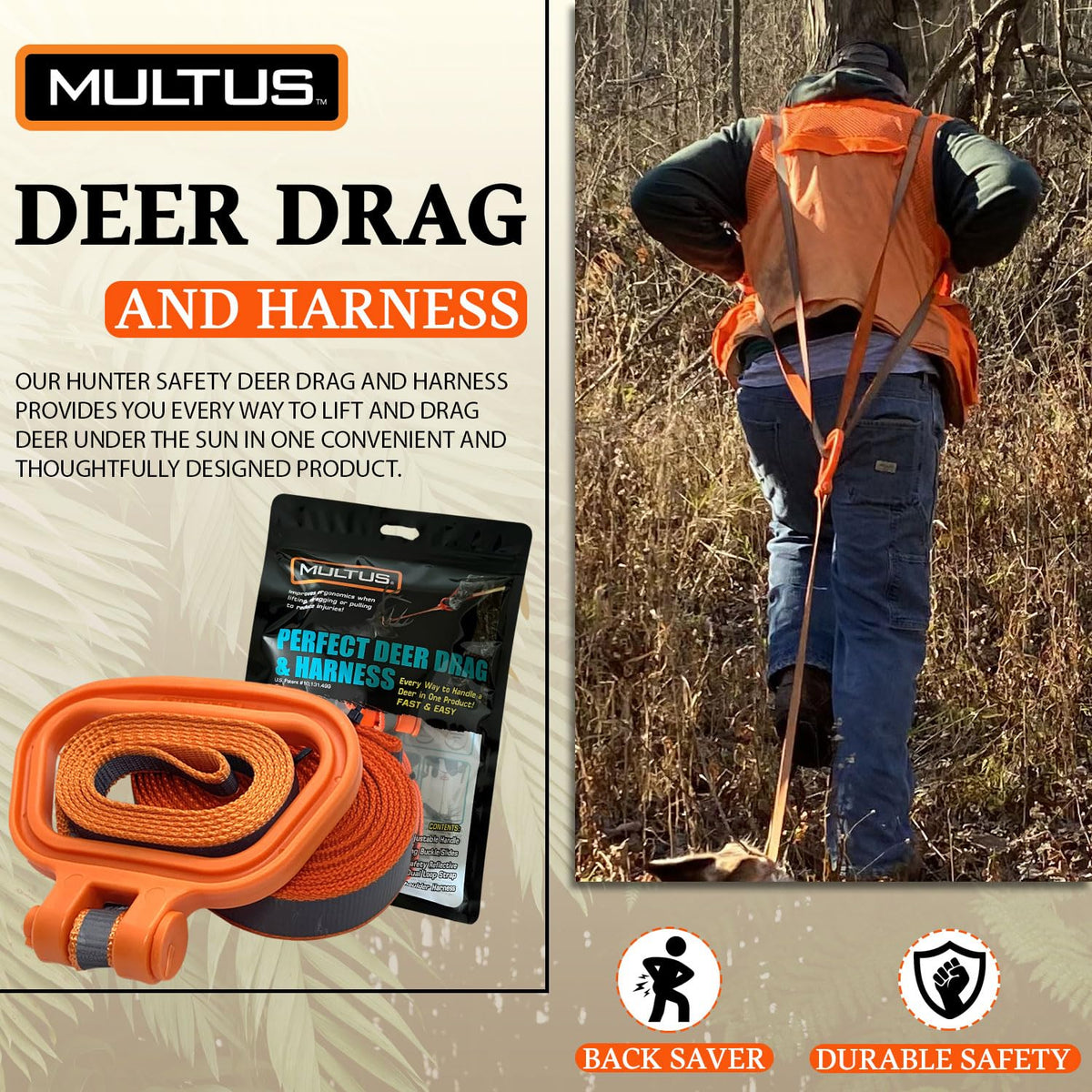 MULTUS Deer Drag Harness Every Way to Drag a Deer in ONE - MULTUS Official Imagery - 3