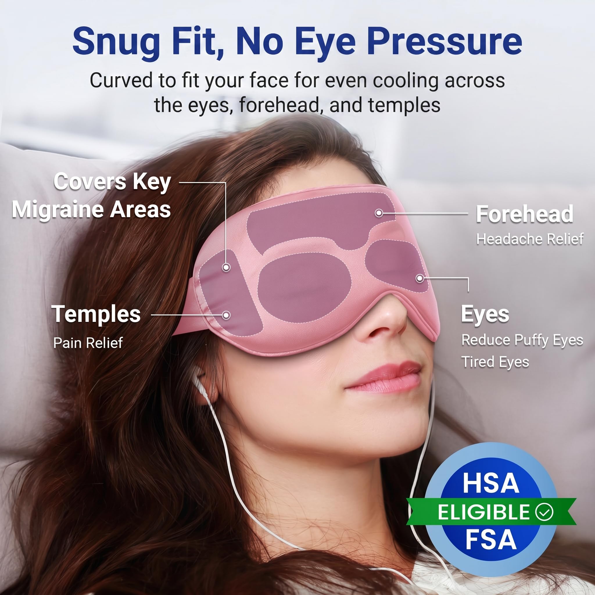 Self Care Gift for Women, Cooling Eye Mask for Puffy Eyes, Tired Eyes, Headache Relief and Migraine Comfort, Reusable Gel Cold Compress for Soothing Eye Care, Relaxing Gifts for Women Pink