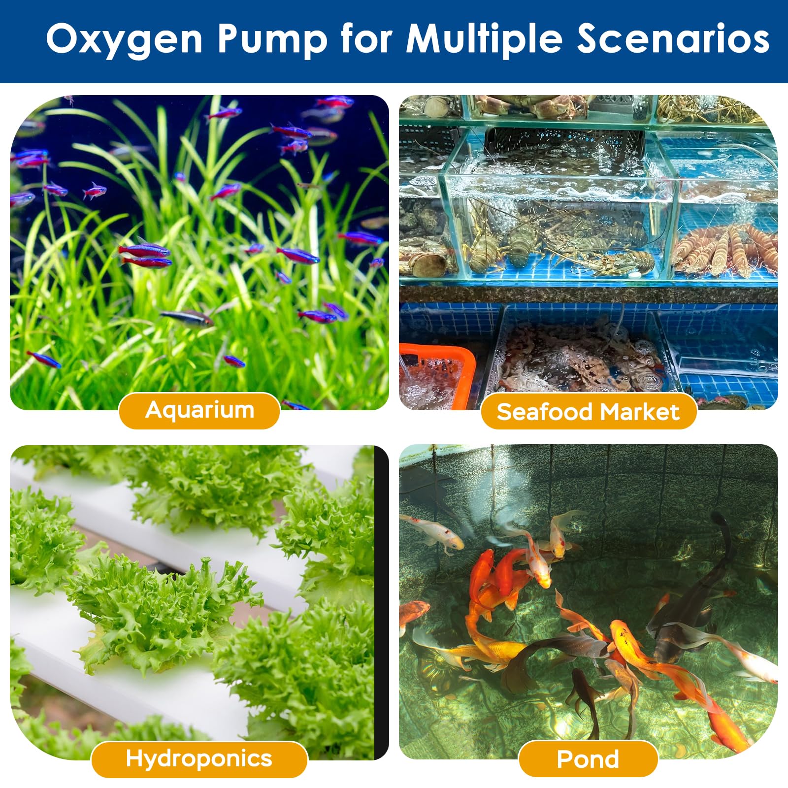 AquaMiracle Quiet Aquarium Air Pump 200/317/475GPH High Pressure - AquaMiracle Official Product View 9