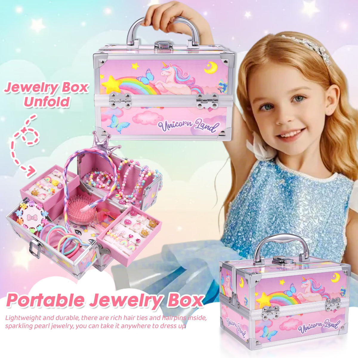 Unicorn Kids Jewelry for Girls Toddler Princess Dress Up Set - PinkSheep Official Imagery - 4