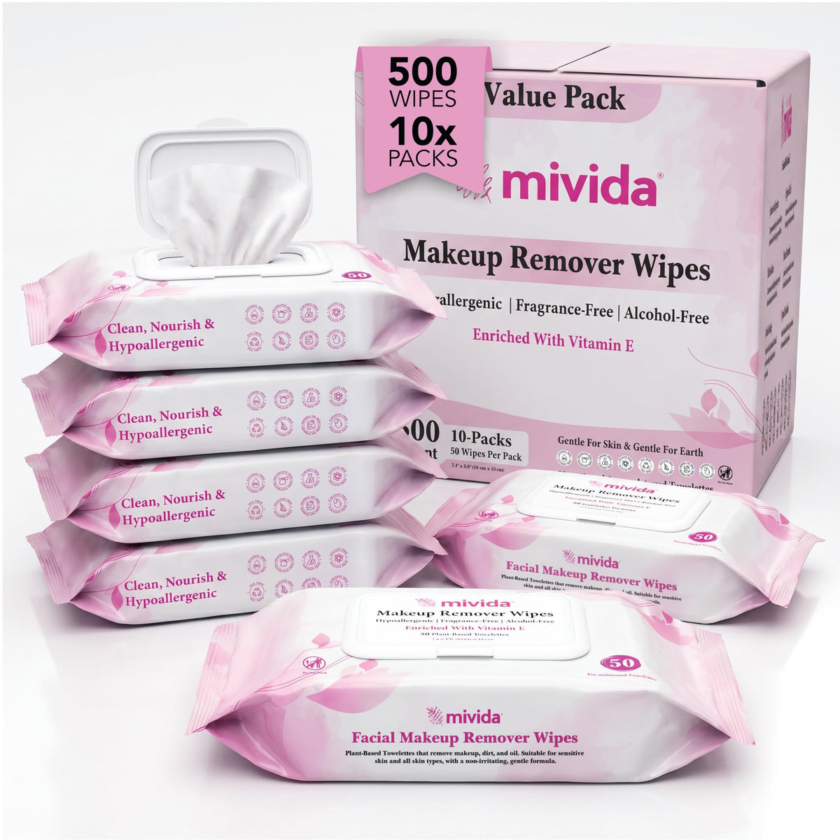 mivida Professional Makeup Remover Wipes Bulk Case - mivida Official Imagery - 2