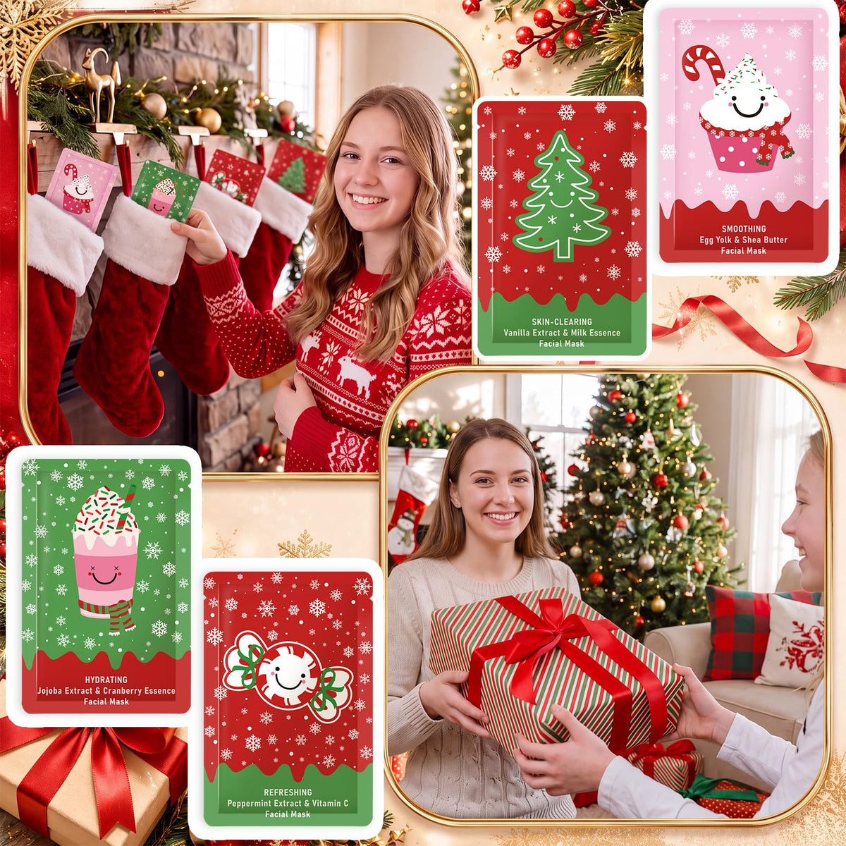 Loopeer 24 Pcs Christmas Facial Masks for Stocking Stuffers - Loopeer Official Imagery - 8