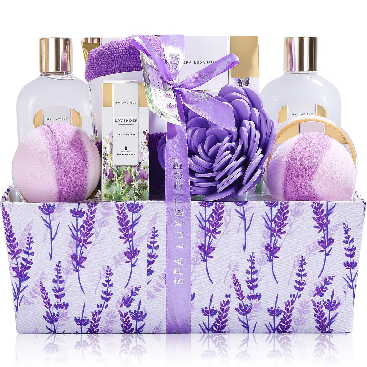 Spa Luxetique Spa Gift Baskets for Women 12 Pcs Lavender - spa luxetique Official Imagery - 2