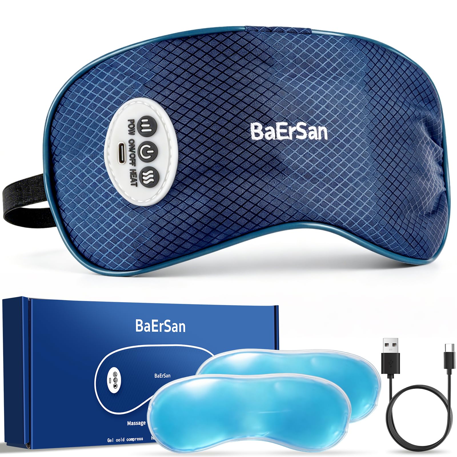 Eye Massager with Heat & Vibration, Reusable Gel Strip - Product Imagery