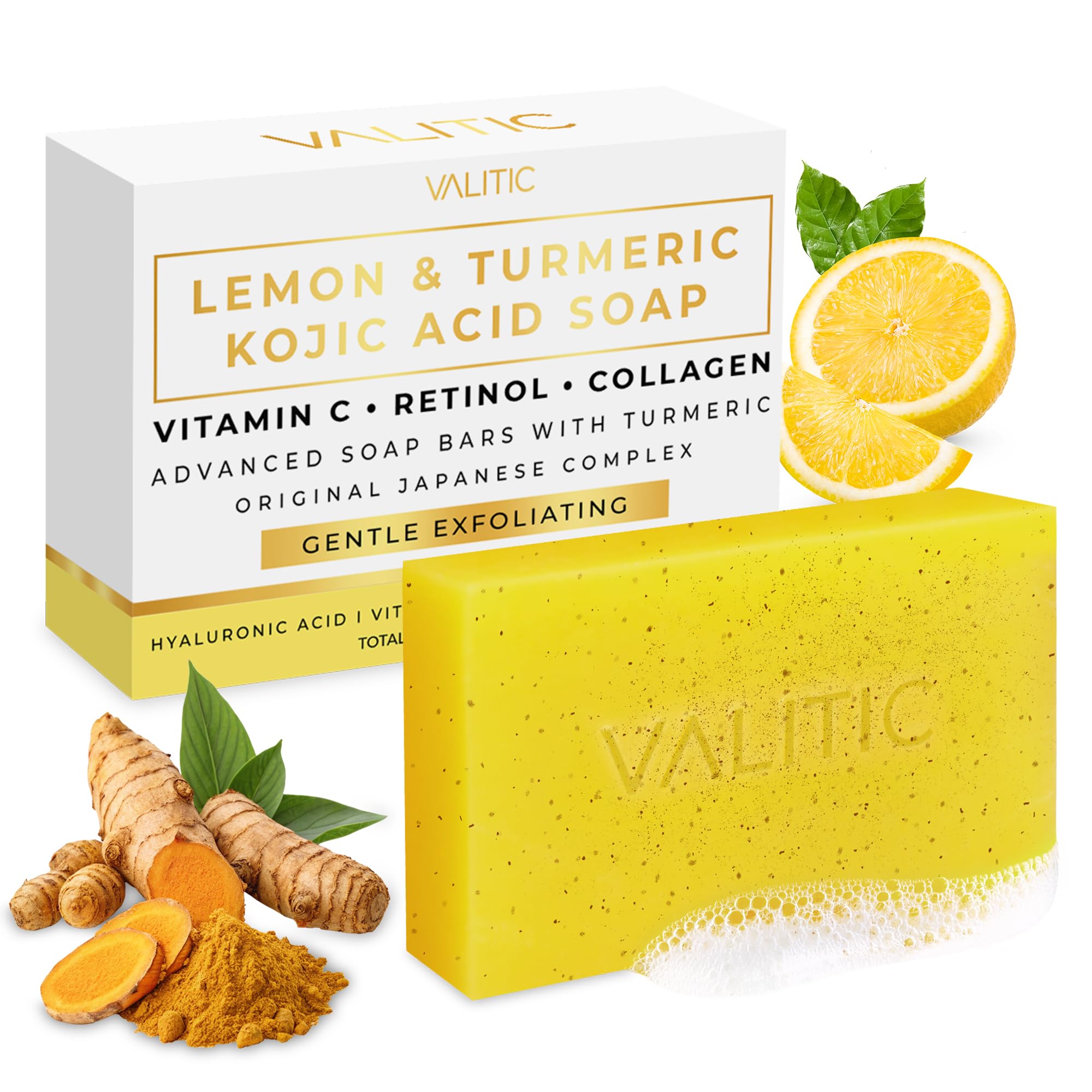 VALITIC Lemon Turmeric Soap for Dark Spots with Kojic Acid, 1 - Product Imagery