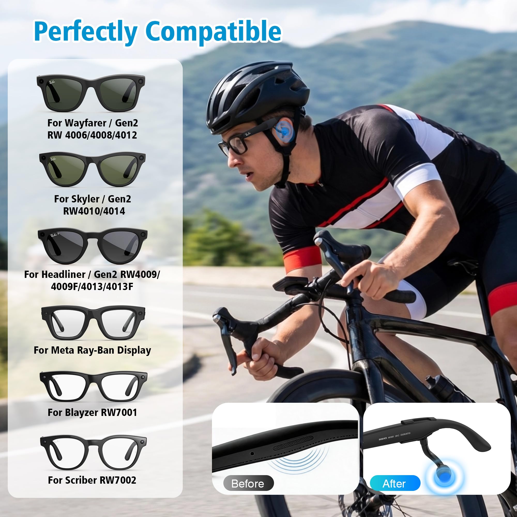 RCstyle HiBloks Voice Privacy Ear Tips for Ray-Ban Meta Smart Gla by RCstyle - Angle View 2