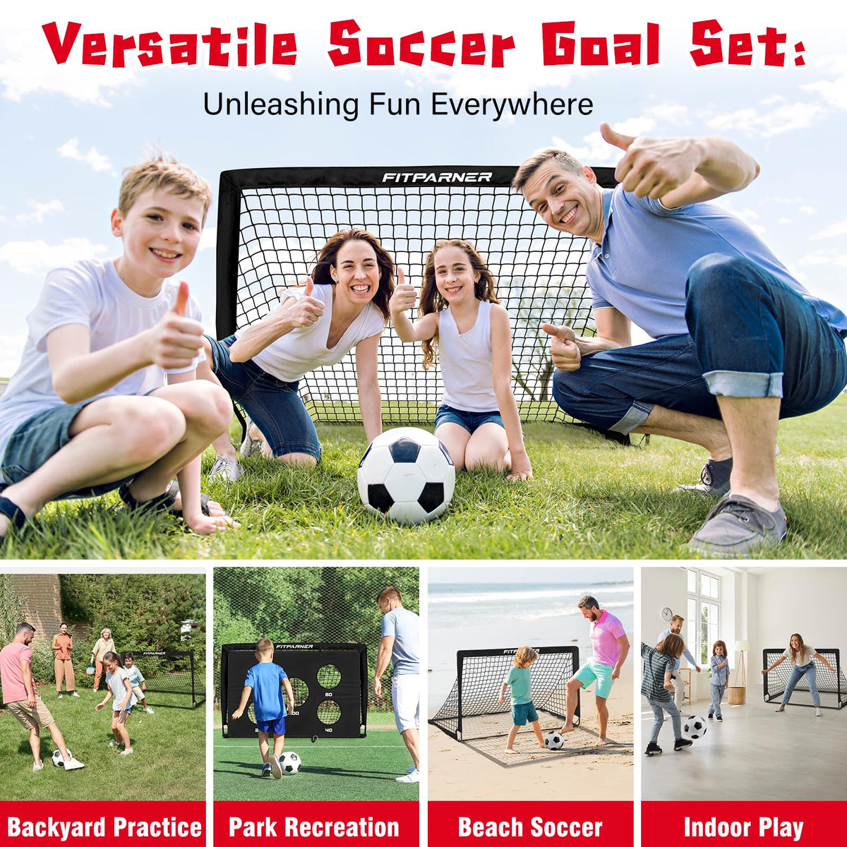 Soccer Goal Backyard Soccer Goals for Kids 2 Pack 4x3 6x4 FT - FITPARNER Official Imagery - 8