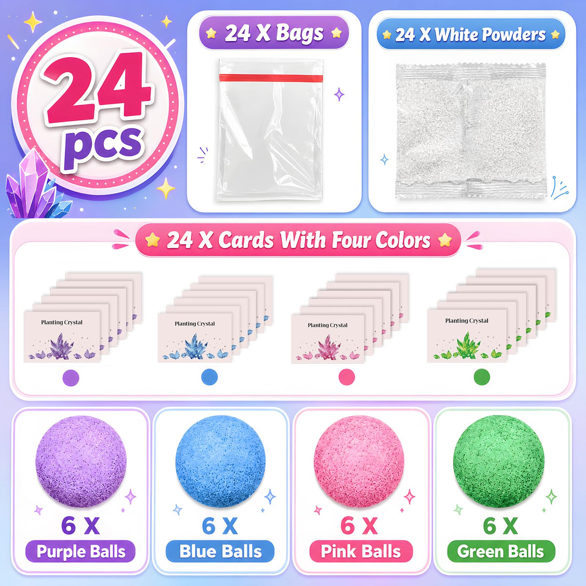 24Pcs Science Kit Crystal Growing Toys Party Favor Supply - Tymokcall Official Imagery - 4