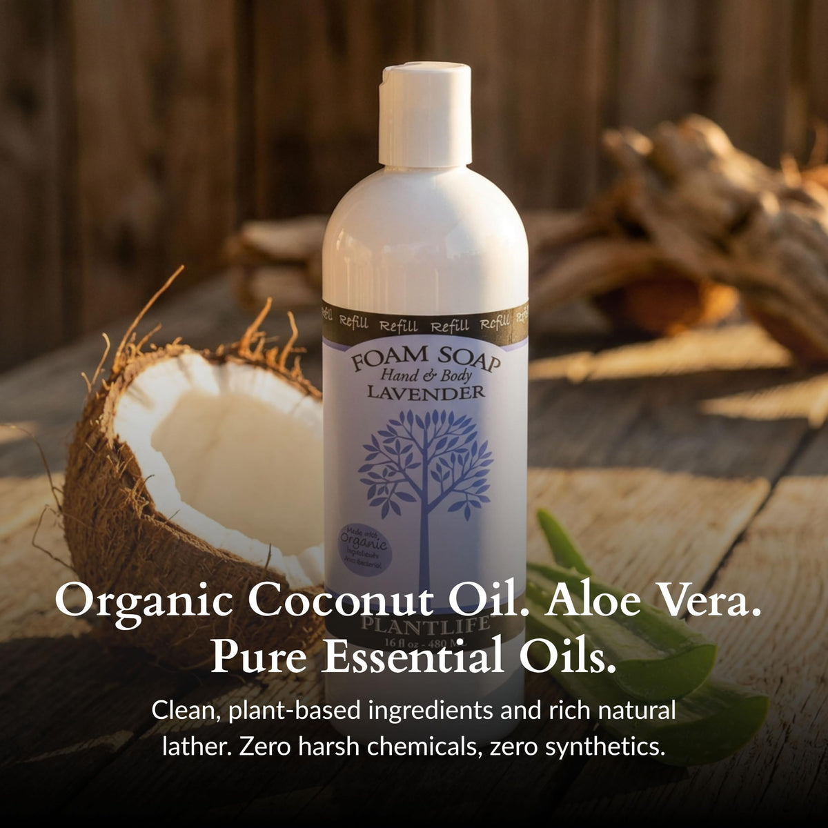 Plantlife Lavender Foam Soap Refill Organic Aloe Vera 16 oz - Plantlife Official Imagery - 3