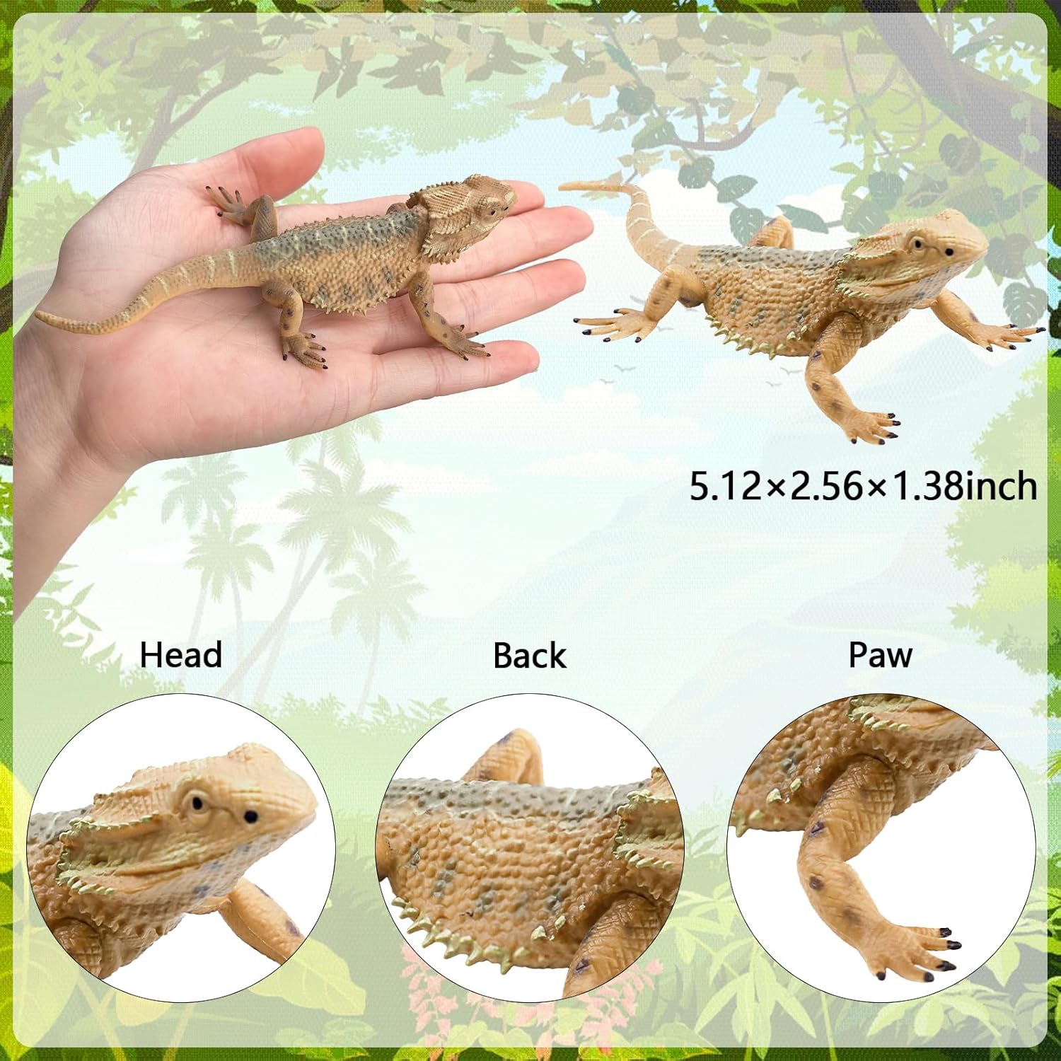 Rismise plastic lizard figurine toy, realistic lizard animal model for collection or decoration.