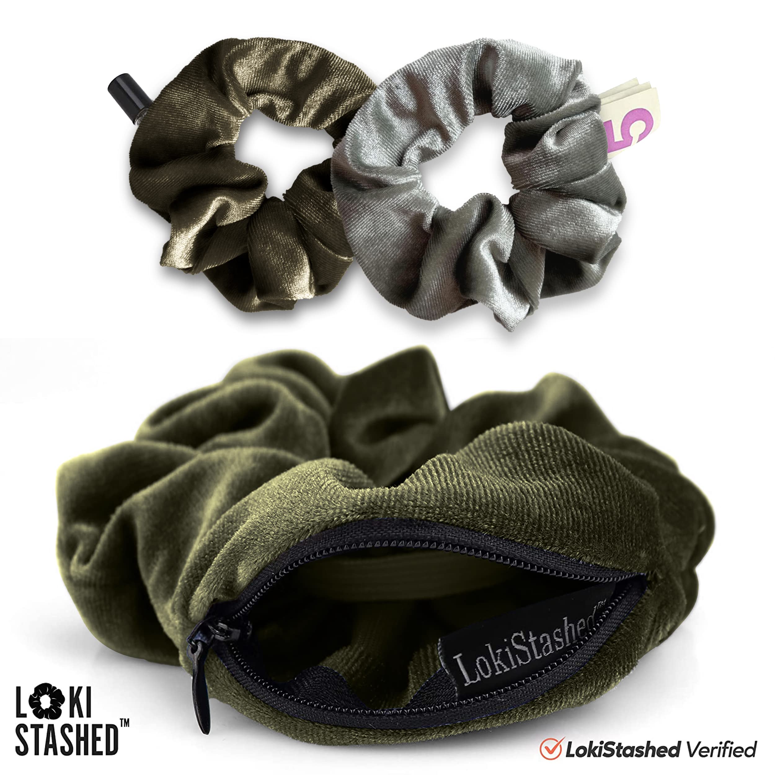 LOKISTASHED 3-PACK Velvet Hair Tie Scrunchies for VSCO Girls & Women, - View 4