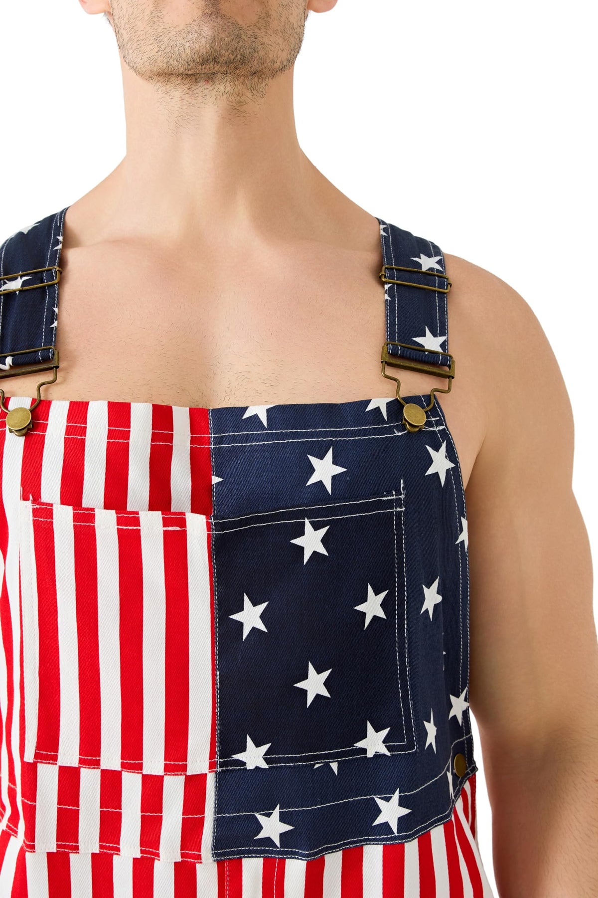 American Flag Overalls for Men USA Stars Stripes Bib - Maxim Party Supplies Official Imagery - 5