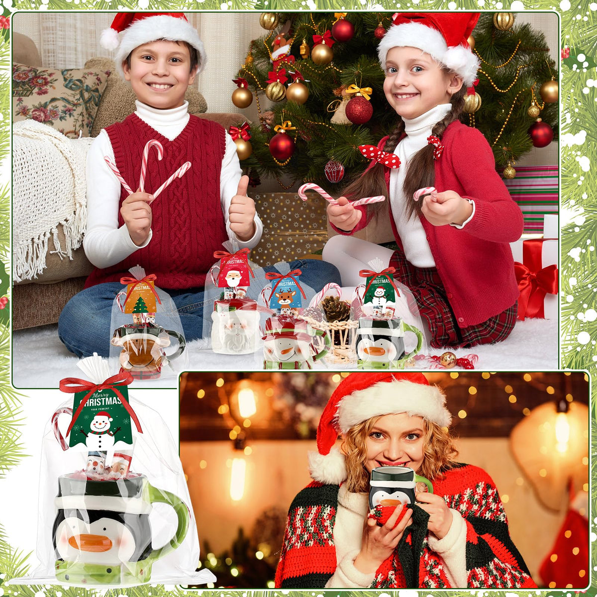 4 Set Christmas Ceramic Mug Lip Balms Gift Baskets for Women - Cutecrop Official Imagery - 6