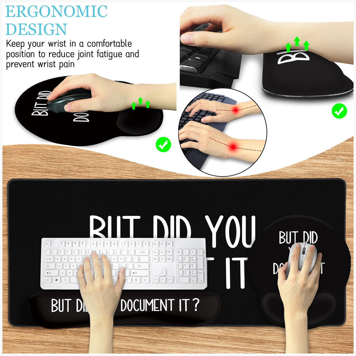 Black Mouse Pad Large Desk Mat Set But Did You Document It - LIMKRIAN Official Imagery - 6