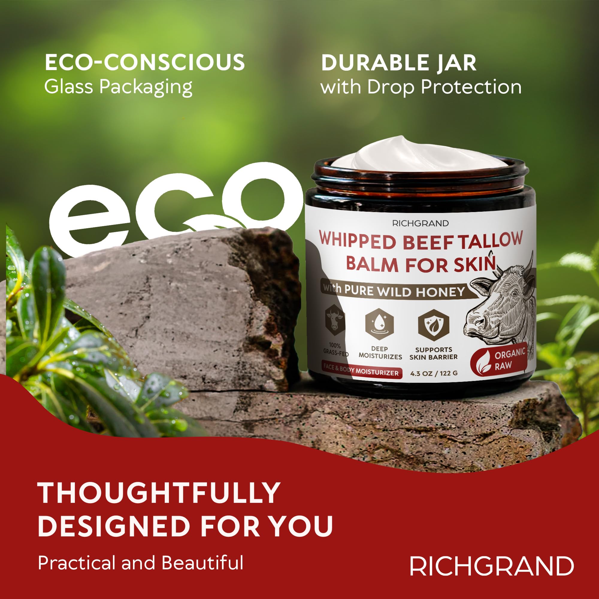 RICHGRAND Beef Tallow for Skin - Whipped Tallow and Honey Balm - - RICHGRAND Official Product View 10