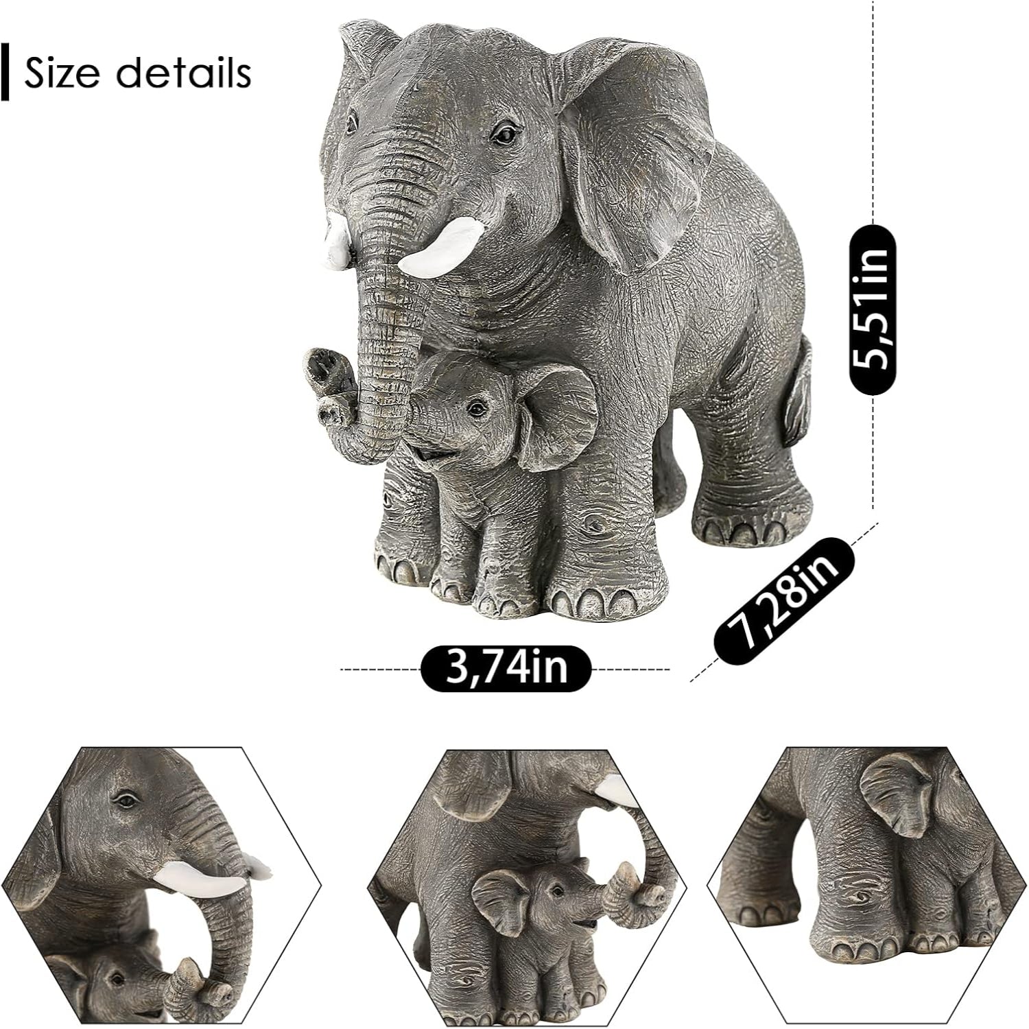Ylncicn elephant statue decor, detailed elephant figurine suitable as mom or women’s gift, indoor home decoration piece