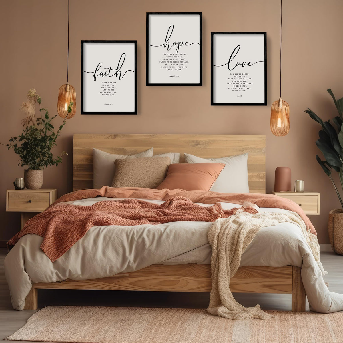 Houmury Set of 3 Framed Farmhouse Bible Verses Wall Decor - Houmury Official Imagery - 8