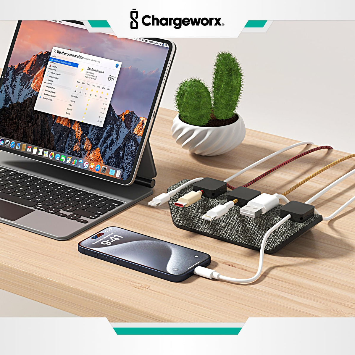 Magnetic Cable Management Organizer 4 PK Cord Holder 12 - CHARGEWORX Official Imagery - 8