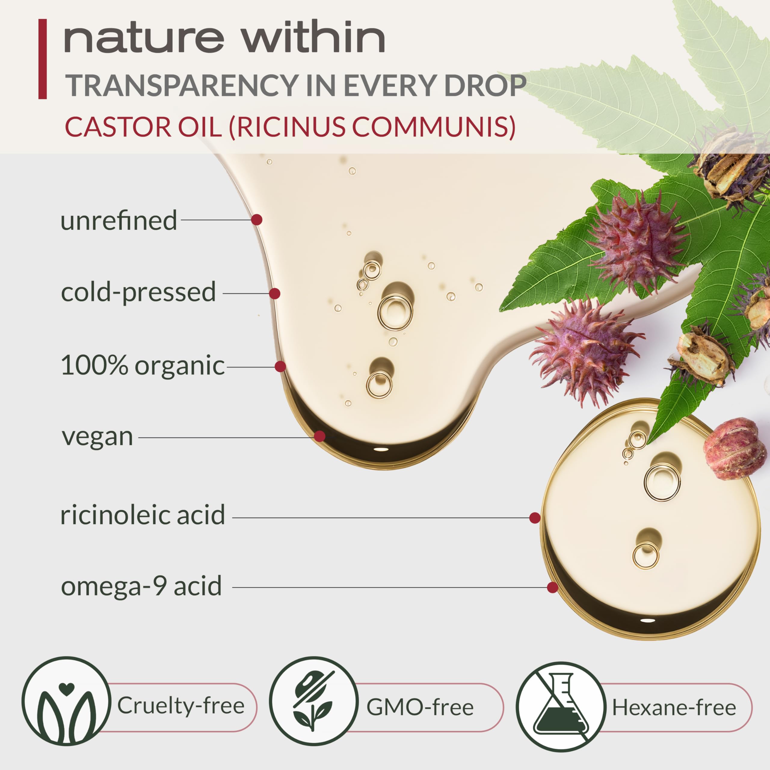 USDA Organic Castor Oil 100 Pure Cold Pressed Hexane Free 32 - Ella & Eden Official Imagery - 6