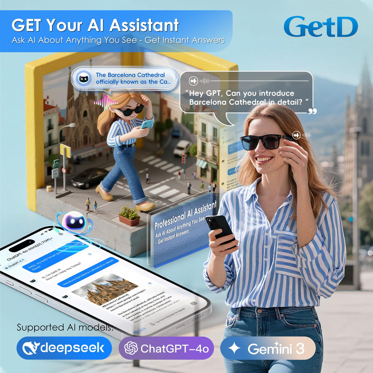 GetD AI Glasses Smart Glasses Powered by ChatGPT Real Time - GetD Official Imagery - 4