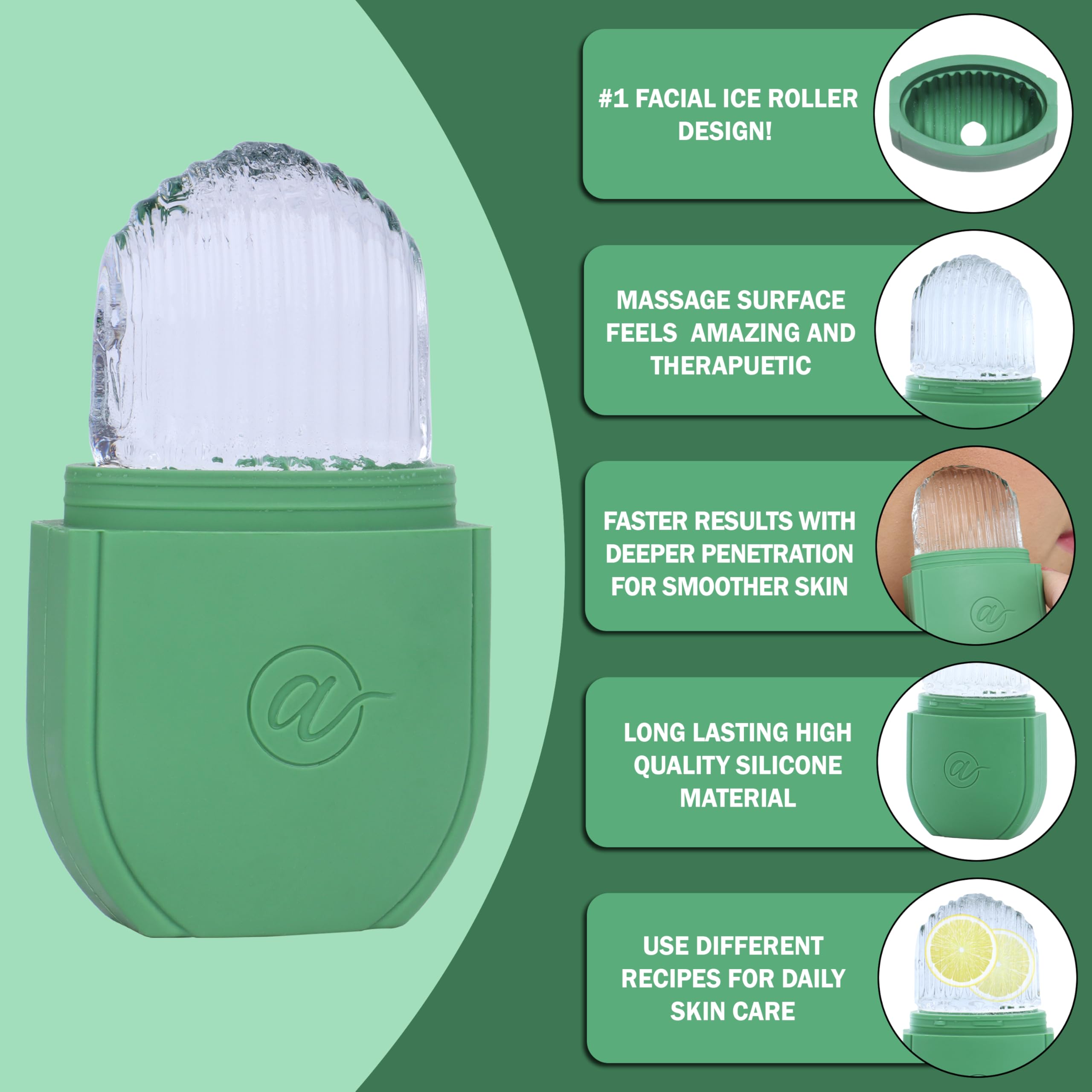 Allure Skin Care Ice Roller For Face - Face Massager Tool To Tighten Skin, Reduce Eye Puffiness & Migraine Relief - Ice Face Roller For Wrinkles and Lifting - Reuseable Ice Cube For Skincare Routine