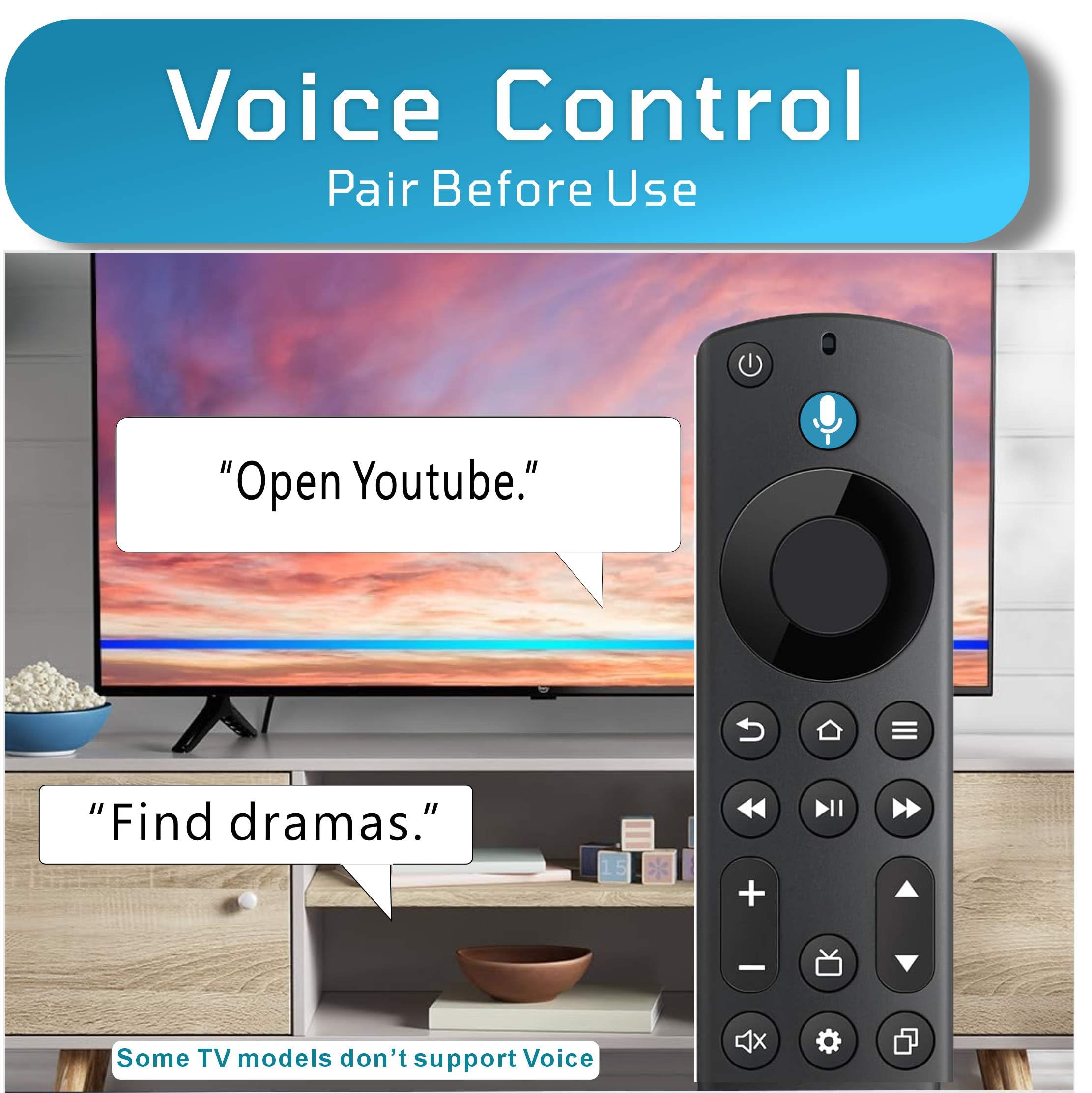 B BraiNice replacement remote control for Insignia, Toshiba, Hisense, and TCL smart TVs, featuring buttons for easy TV operation.