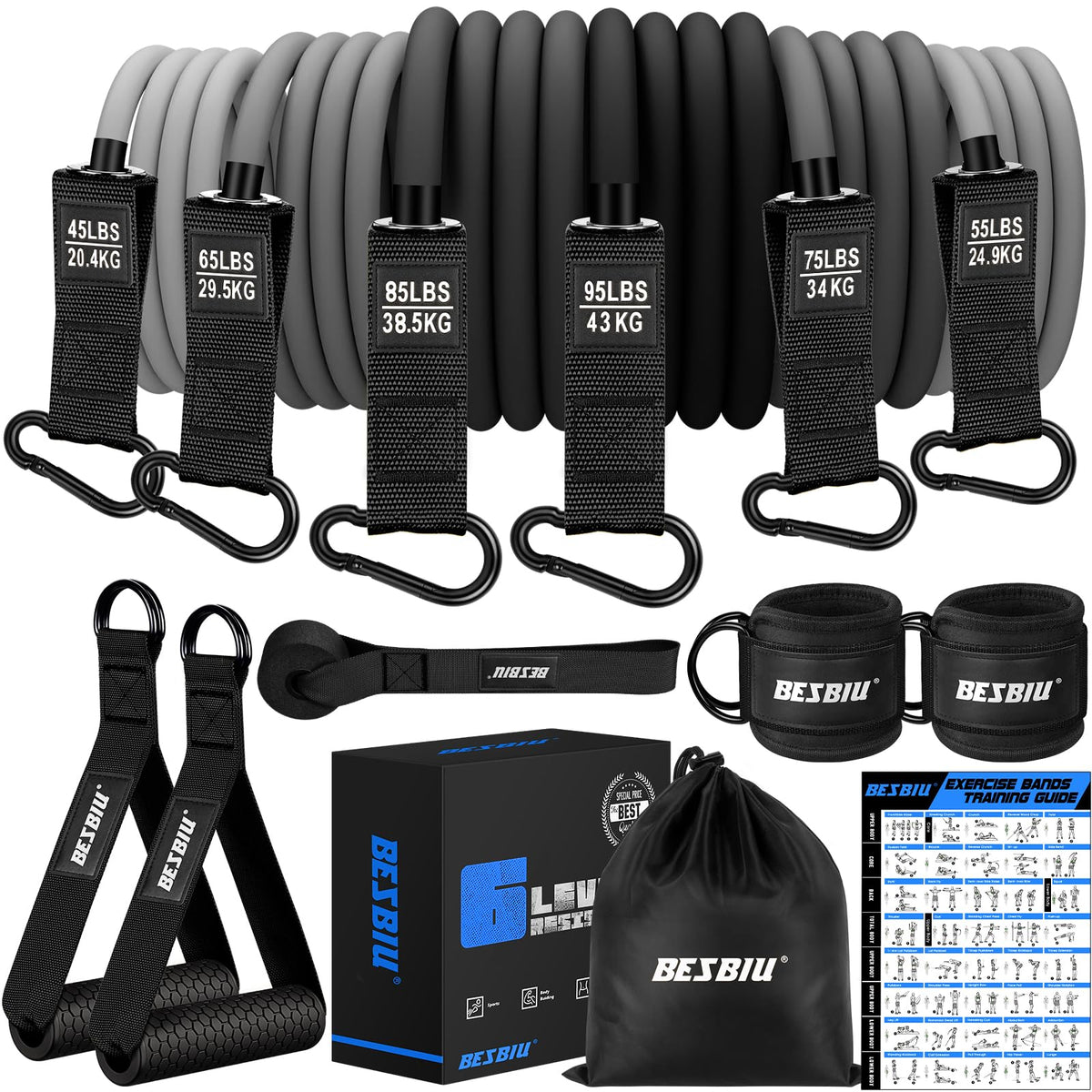 Heavy Resistance Bands for Working Out 300lbs 360lb 420lb - BesBiu Official Imagery - 8