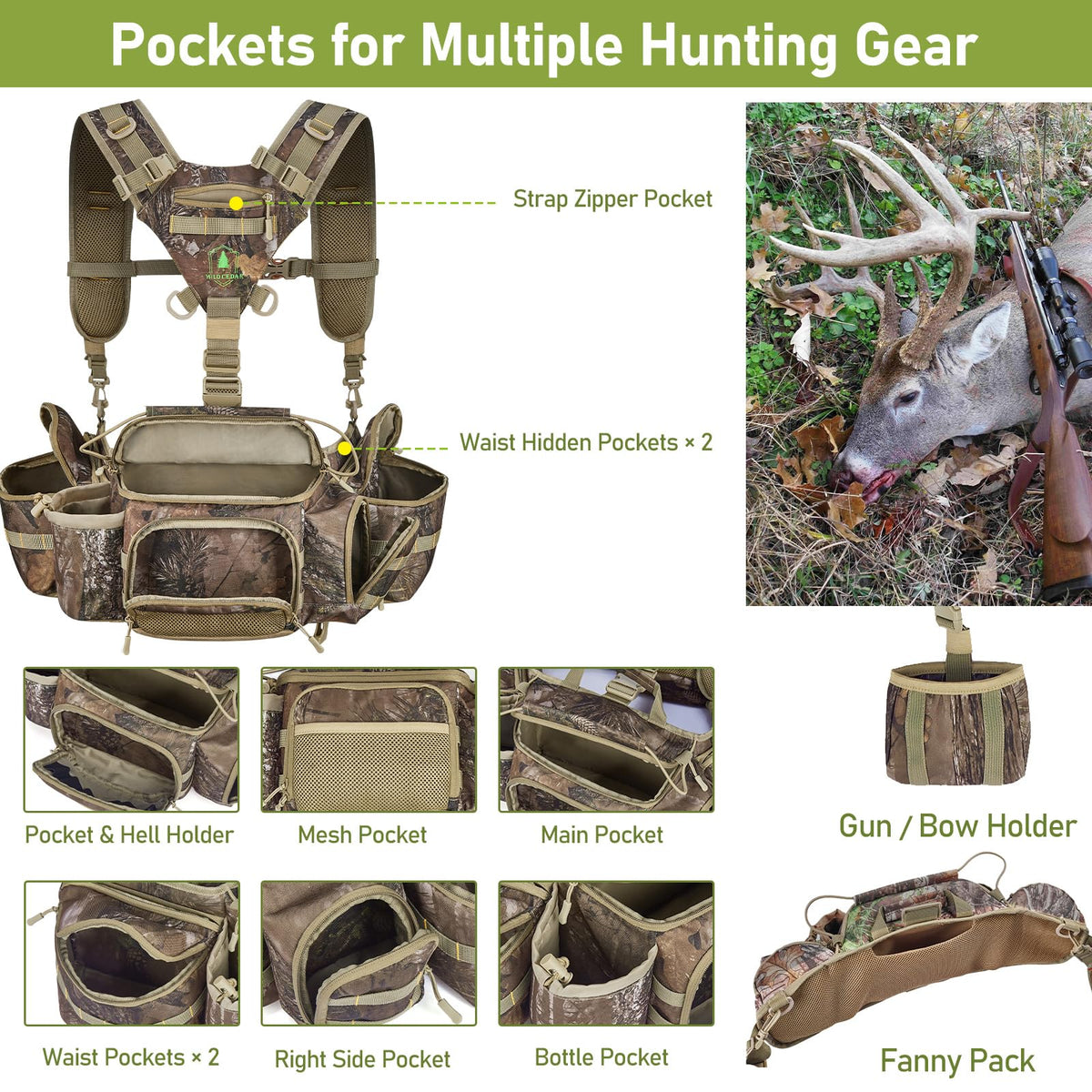 Hunting Fanny Pack for Men Camo Waist Pack for Hunter Fanny - Wild Cedar Official Imagery - 4