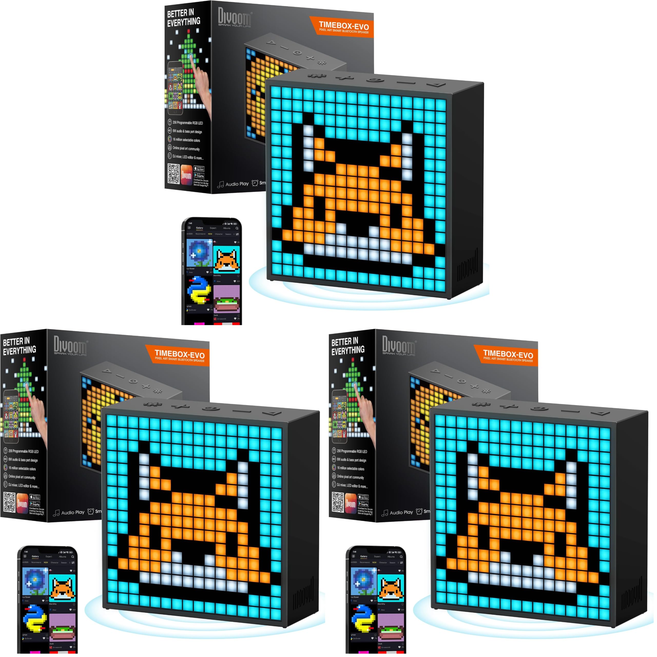 Divoom TimeBox Evo -- Pixel Art Bluetooth Speaker with 16x16 LED by Divoom - Angle View 10