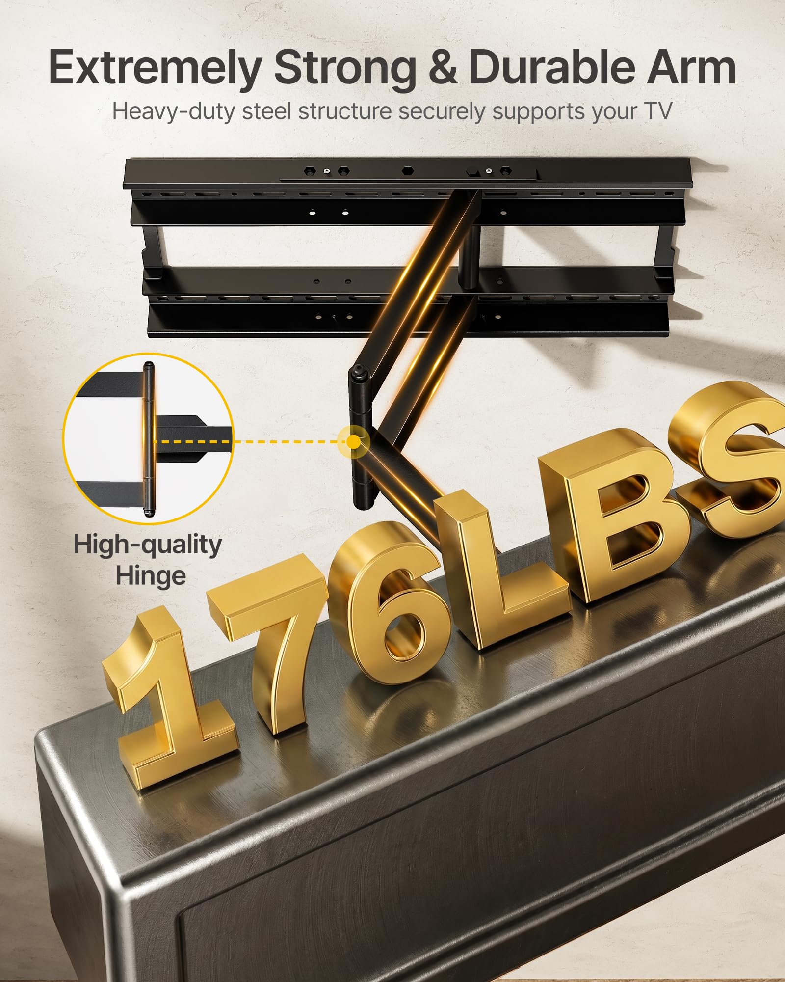 monTEK Heavy Duty TV Wall Mount for 50–100 inch XL TVs up to 176 - monTEK Official Product View 4