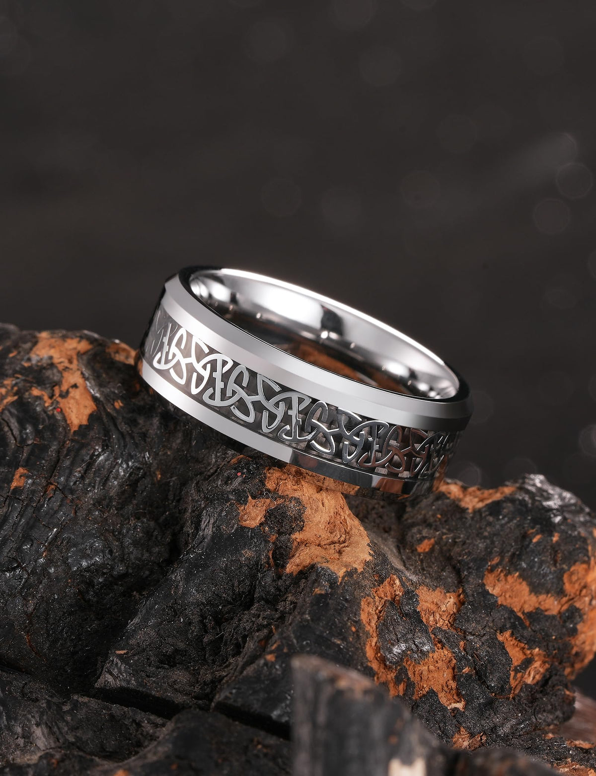 King Will Men s Celtic Claddagh Tungsten Rings Opal Carbon - King Will Official Imagery - 4