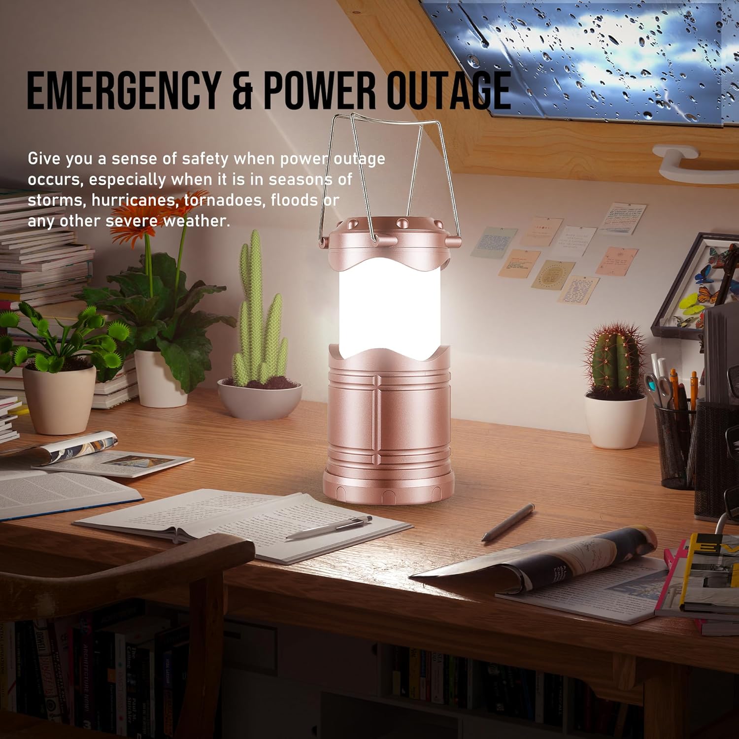 Four Lichamp LED camping lanterns with battery-powered design, compact and portable for outdoor use.