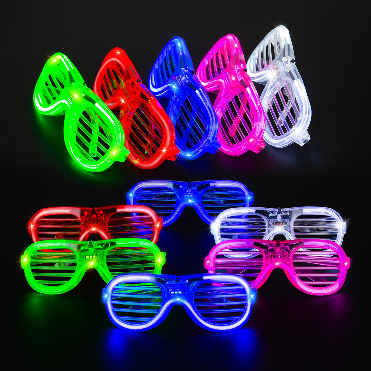 25 Packs LED Glasses 5 Neon Colors glow in the dark party - FathiSooc Official Imagery - 2