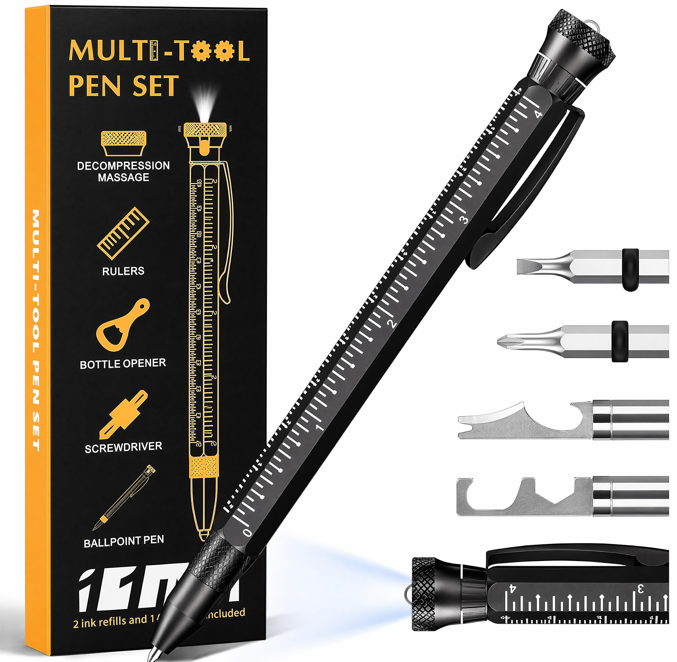 Birthday Gifts for Men, 11 in 1 Multitool Pen EDC Tactical Pen - Product Imagery