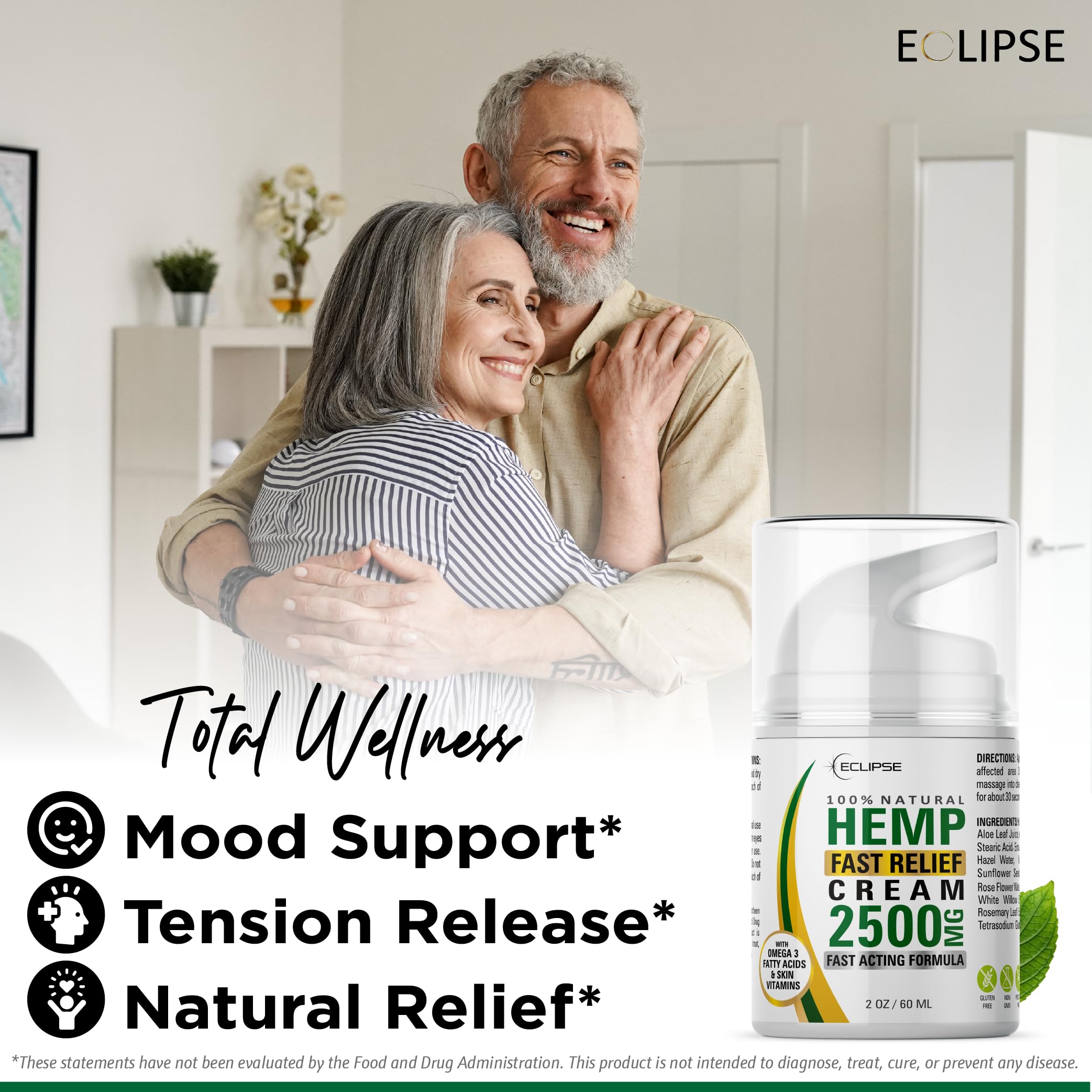Eclipse Hemp Cream Natural Extract 4oz – 2 Pack USA