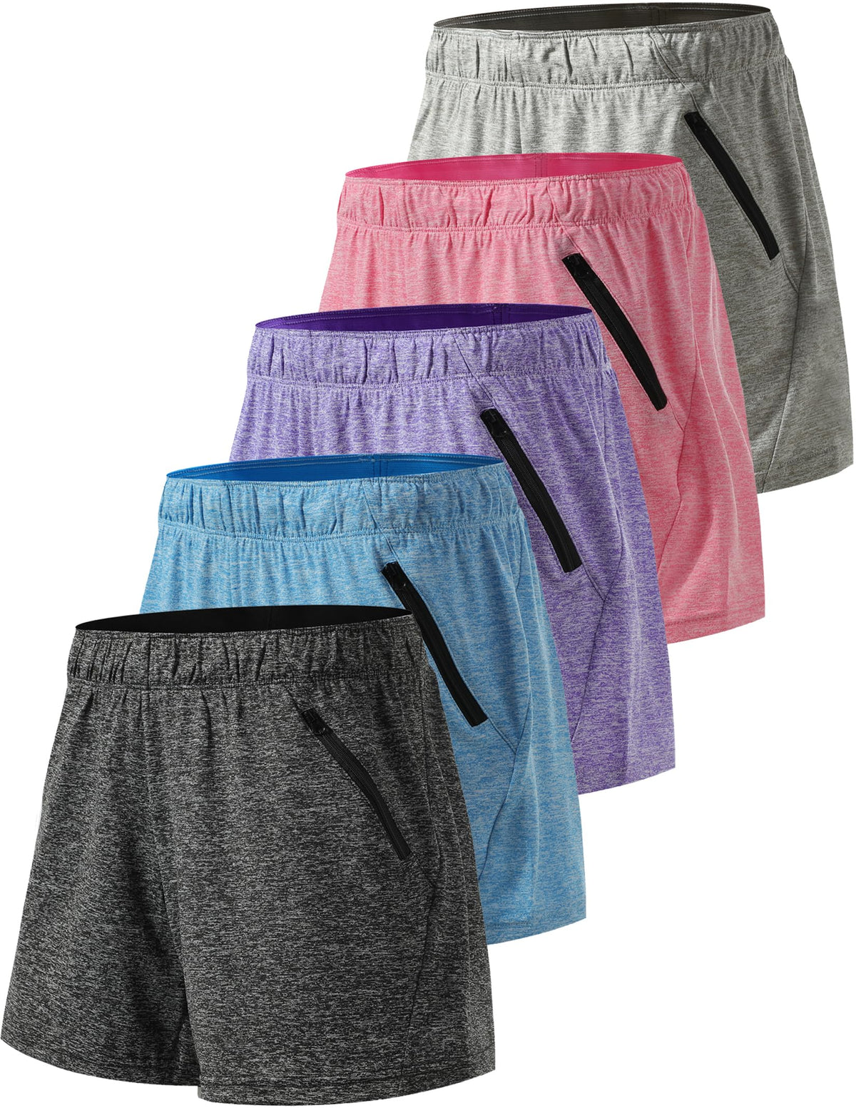 1 or 5 Pack Women s Lounge Workout Shorts with Zipper - Liberty Imports Official Imagery - 1