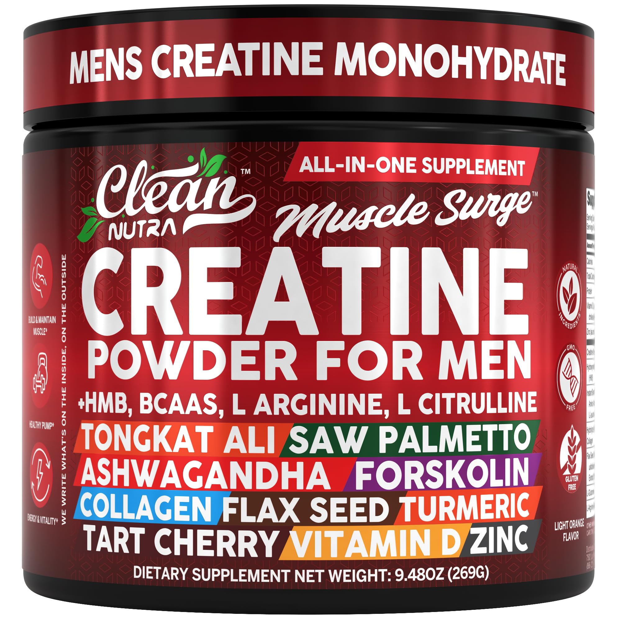 Clean Nutra Creatine Powder for Men + HMB BCAA L Arginine L - Product Imagery