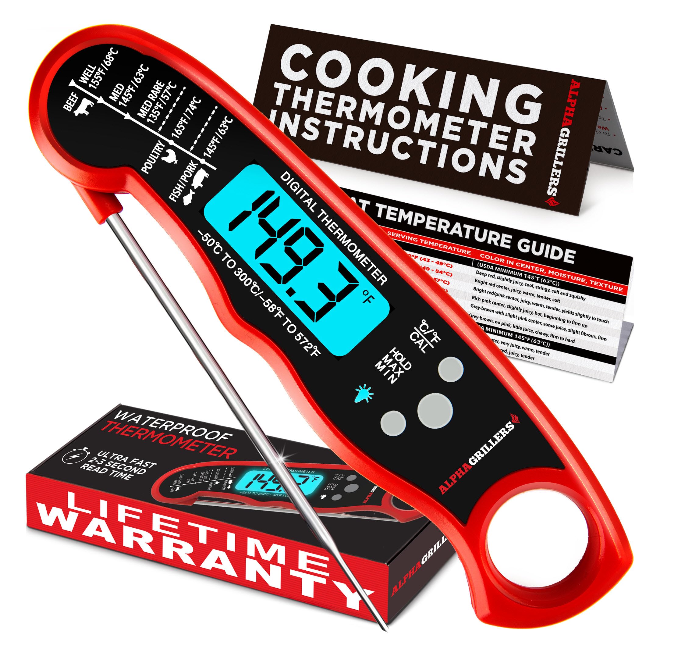 Alpha Grillers Instant Read Meat Thermometer Digital, Cooking, Fo by Alpha Grillers - Angle View 1