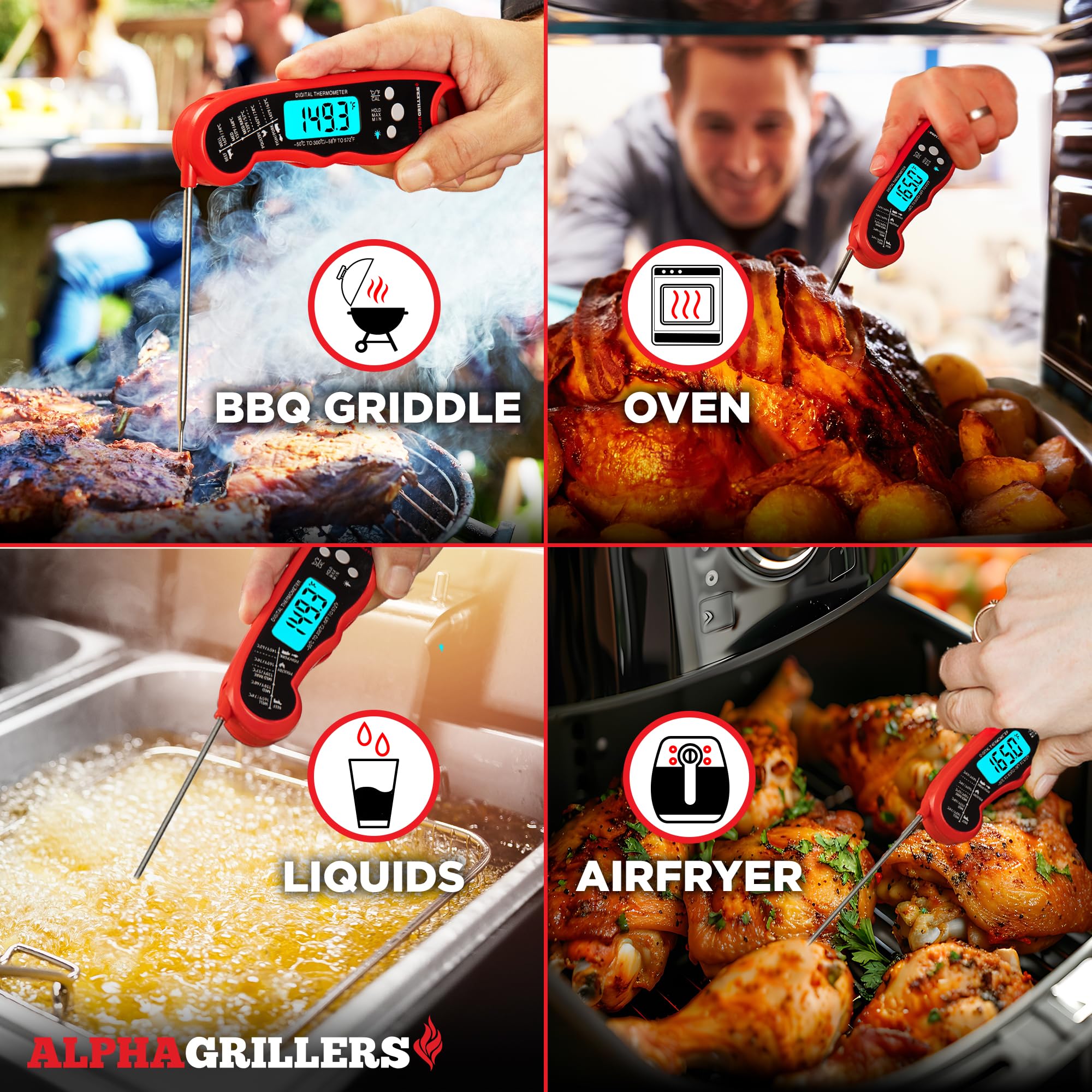 Alpha Grillers Instant Read Meat Thermometer Digital, Cooking, Fo - Alpha Grillers Official Product View 7