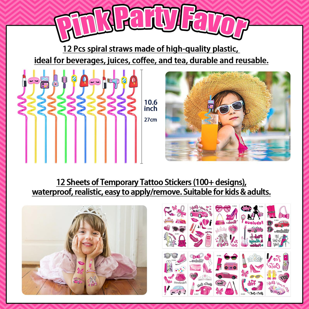184Pcs Pink Girls Party Favors Pack - We1stdsee Official Imagery - 7