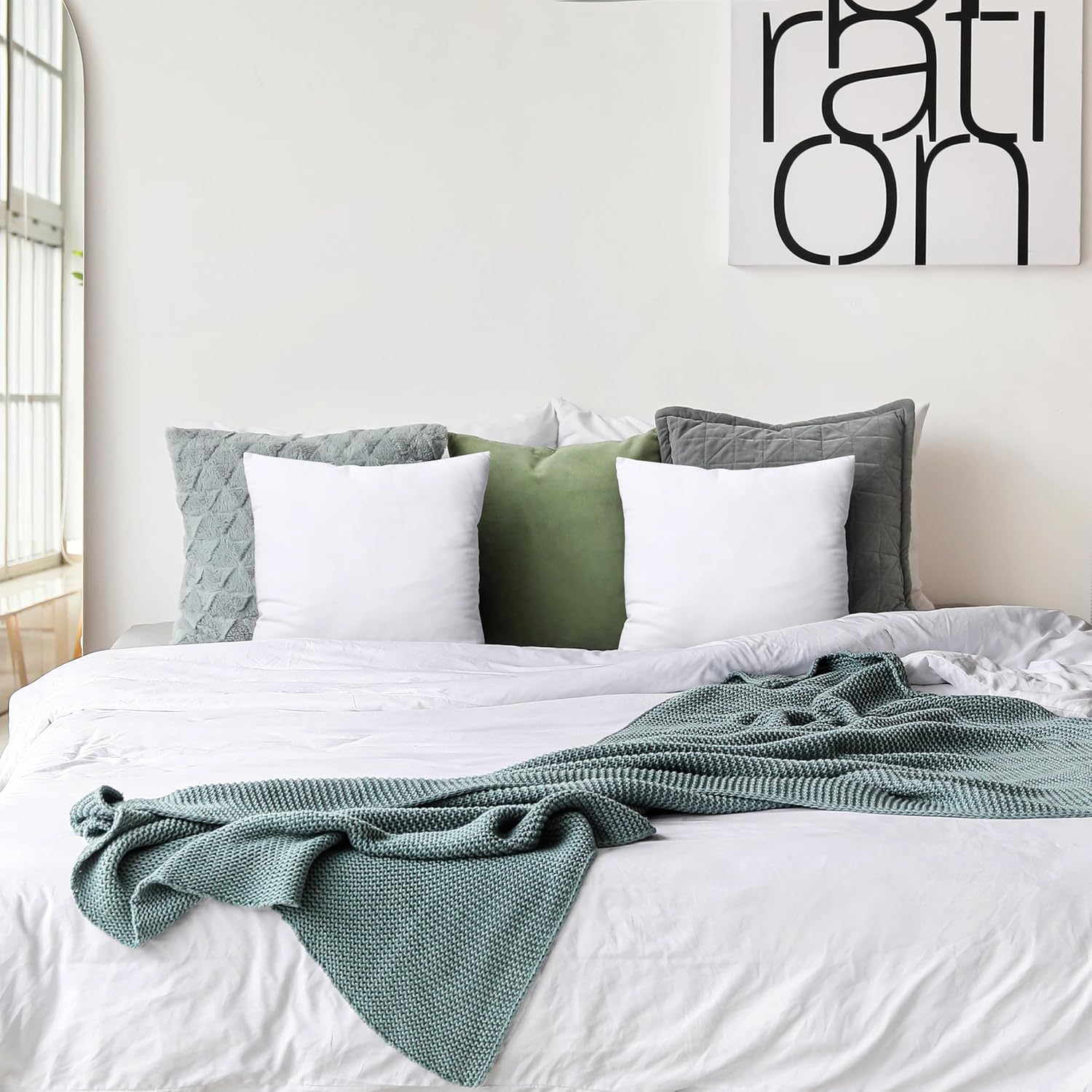 Set of two white Utopia Bedding 18x18 pillow inserts for indoor decorative pillows, plush and supportive for home decor.