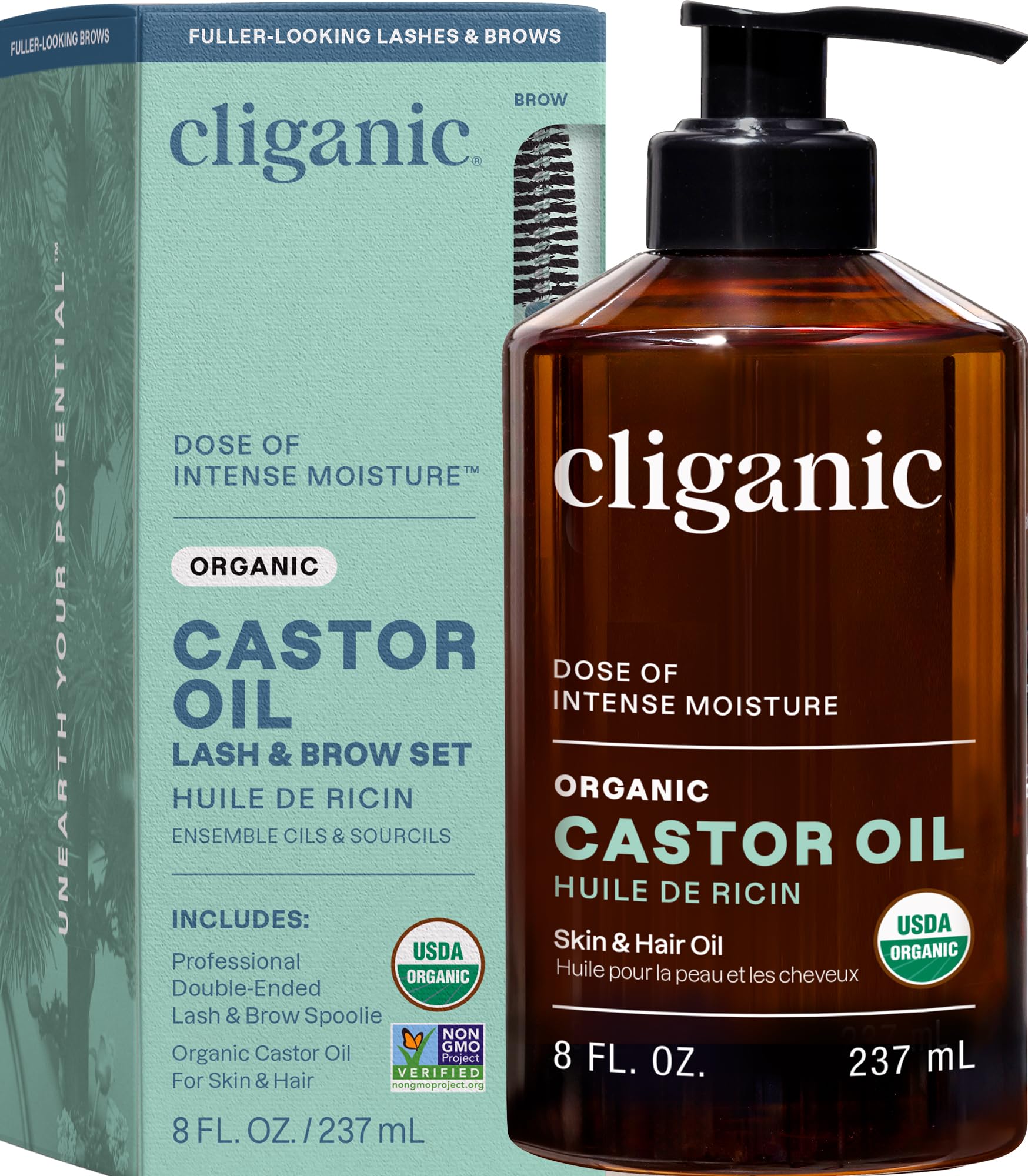 Cliganic Castor Oil Organic Cold Pressed, 100% Pure - For Eyelashes & Eyebrows - Cliganic Official Product View 2