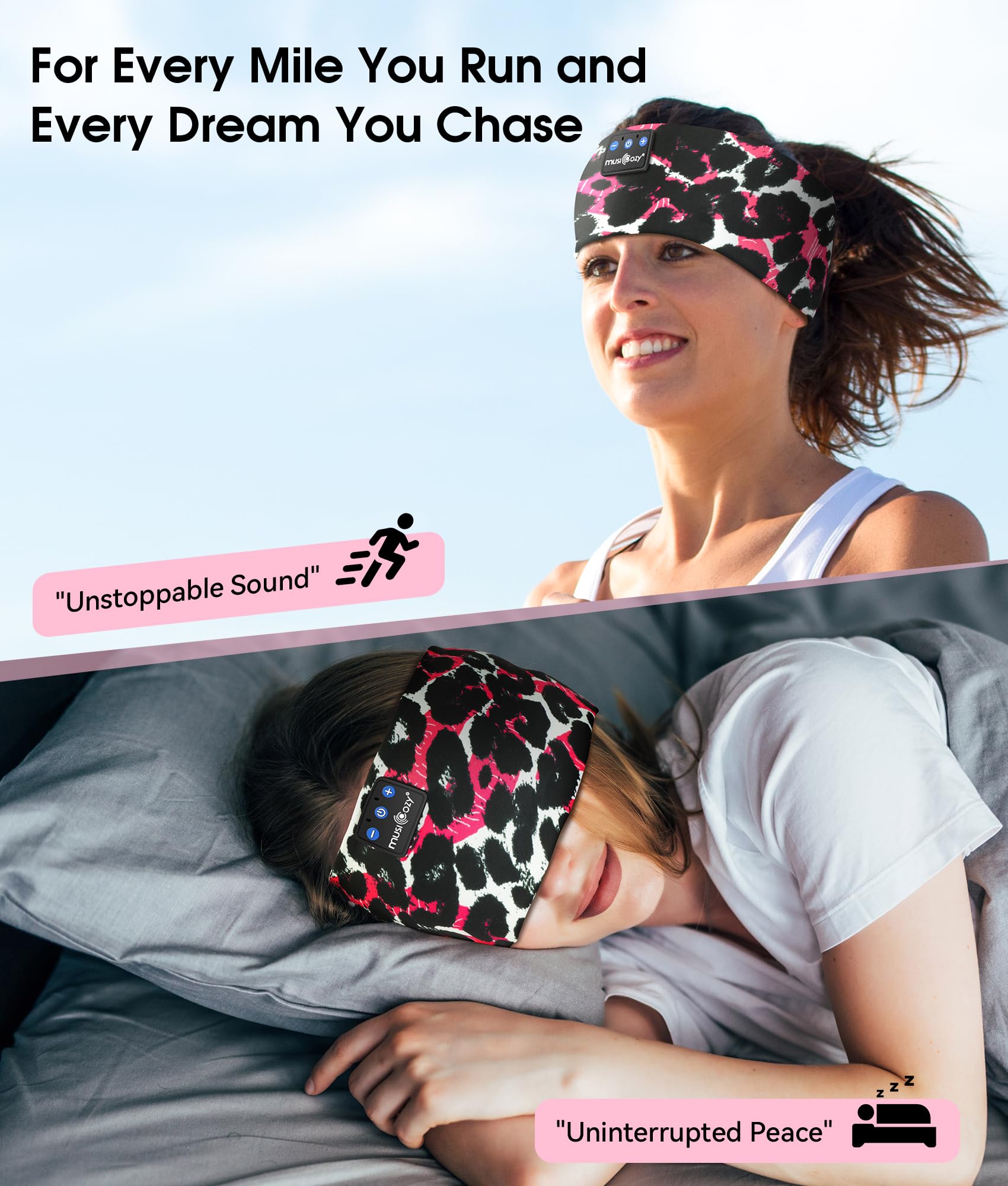 MUSICOZY Bluetooth 5.4 Sleep Headphones Headband Sports Wireless by MUSICOZY - Angle View 2