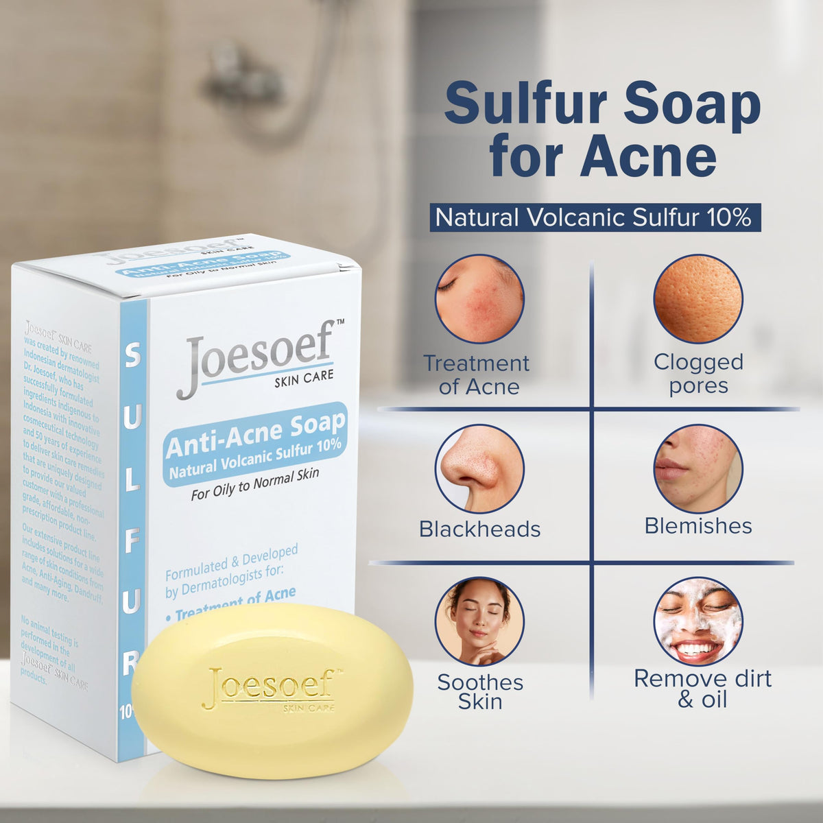 Joesoef Anti Acne Soap Natural Volcanic Sulfur 10 for Oily - JOESOEF SKIN CARE Official Imagery - 3