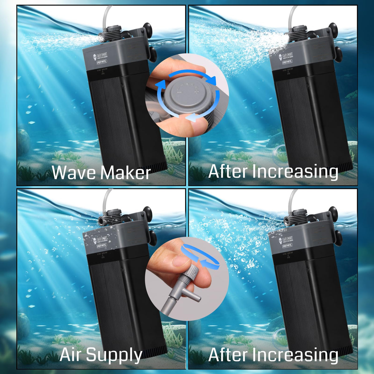 XpertMatic Aquarium Filter 220GPH Submersible Powerful Pump - SainSmart Official Imagery - 7
