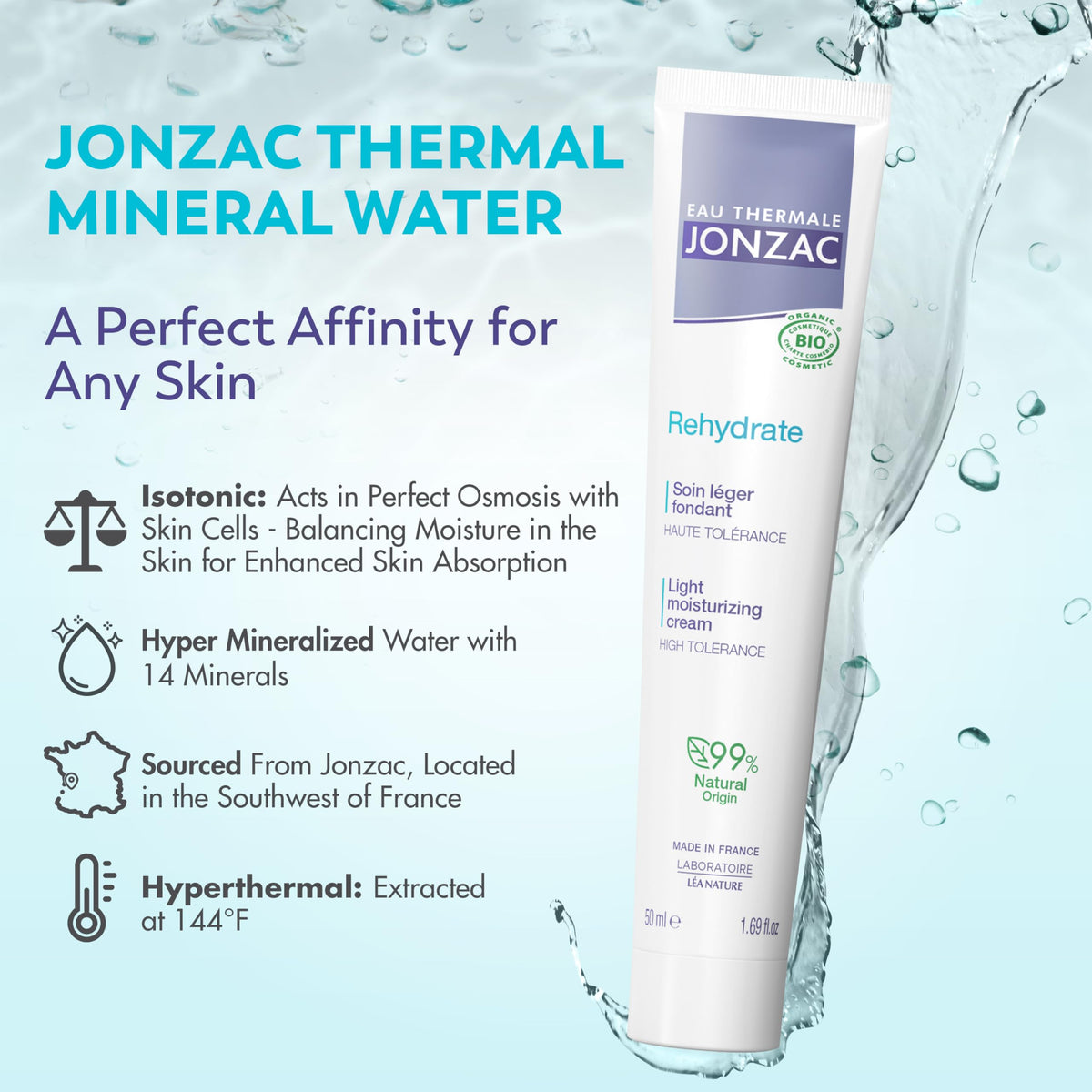 JONZAC Eau Thermale Rehydrate Light Face Cream 24hr - JONZAC Official Imagery - 4