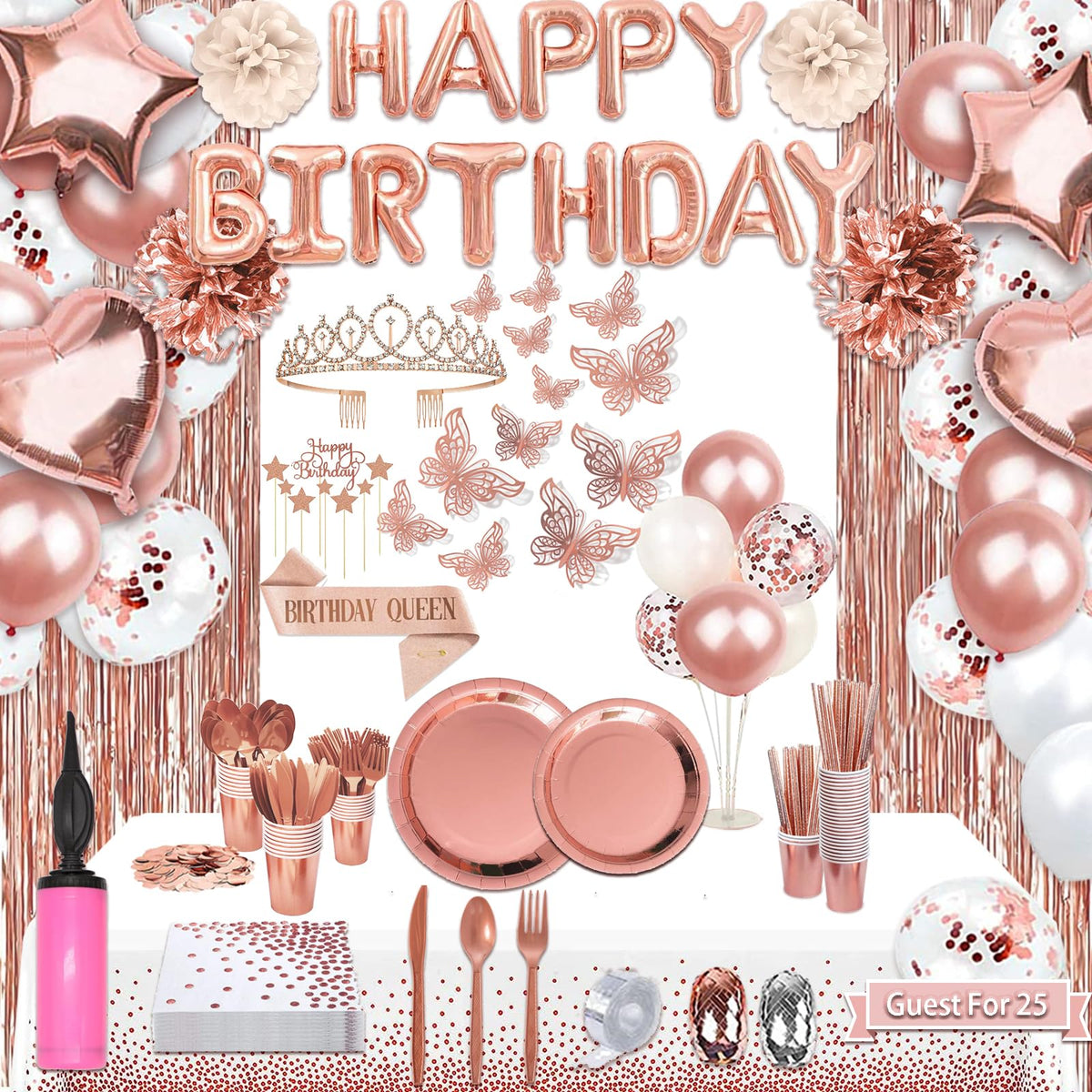 Guudmua 285 Pcs Rose Gold Party Decorations Birthday - Guudmua Official Imagery - 1